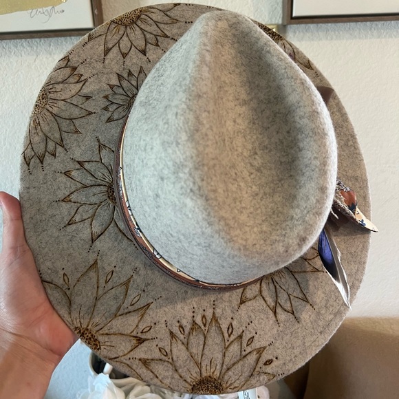 Custom Burned Lack of Color Mandala Sunflower Fedora - Picture 5 of 12
